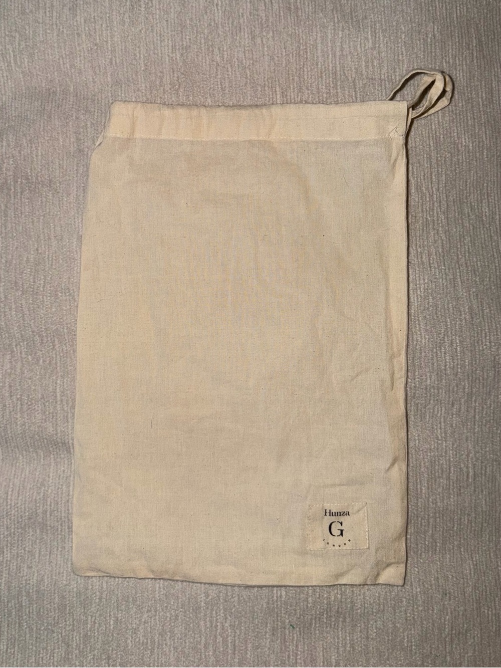 Hunza G Cream Drawstring Bag Dustbag Beige Neutral